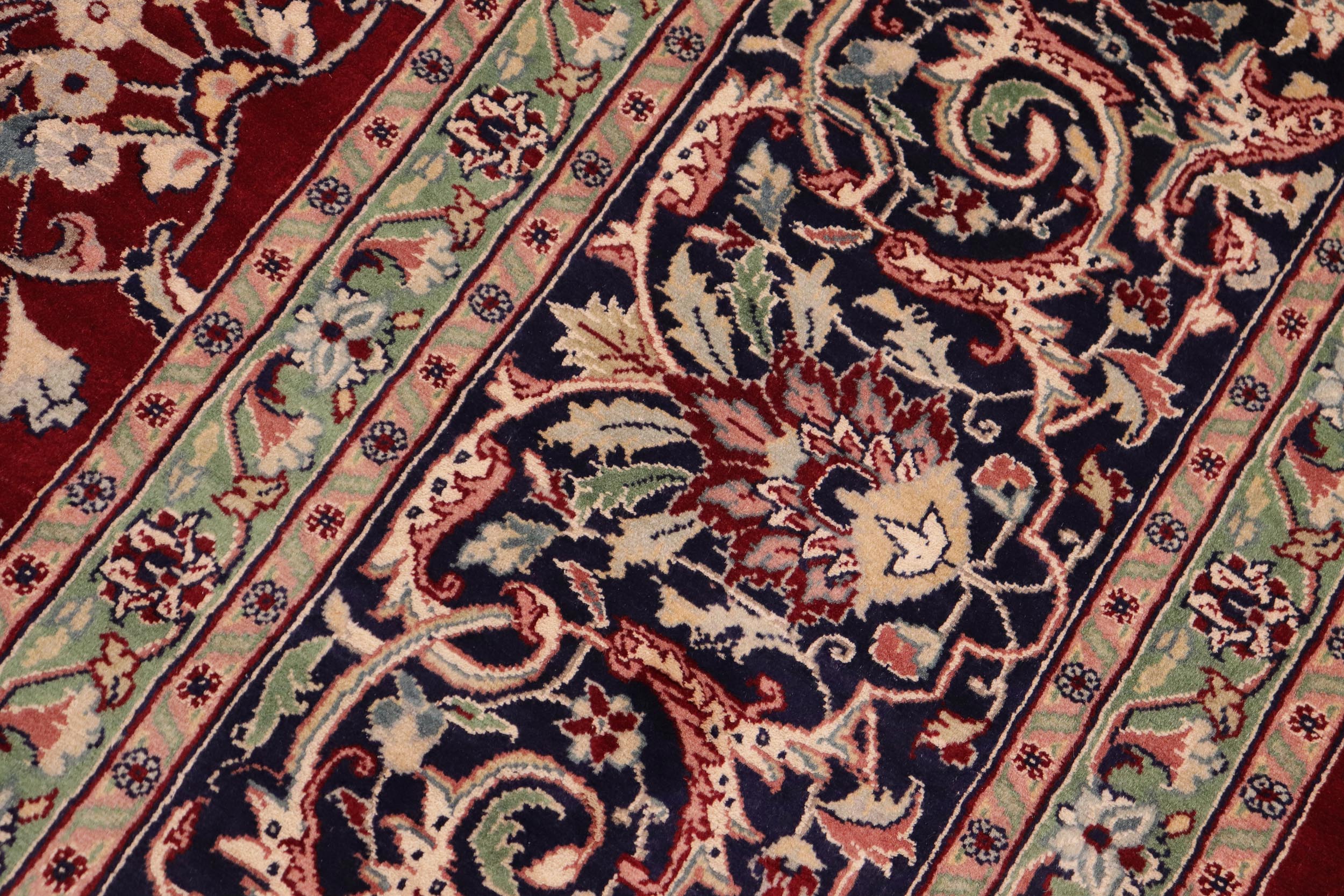 handmade Traditional Isphan Red Blue Hand Knotted RECTANGLE WOOL&SILK area rug 10x14