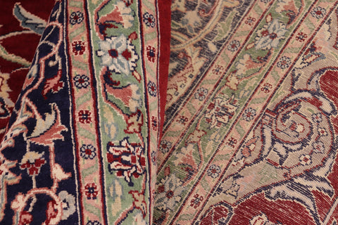 handmade Traditional Isphan Red Blue Hand Knotted RECTANGLE WOOL&SILK area rug 10x14