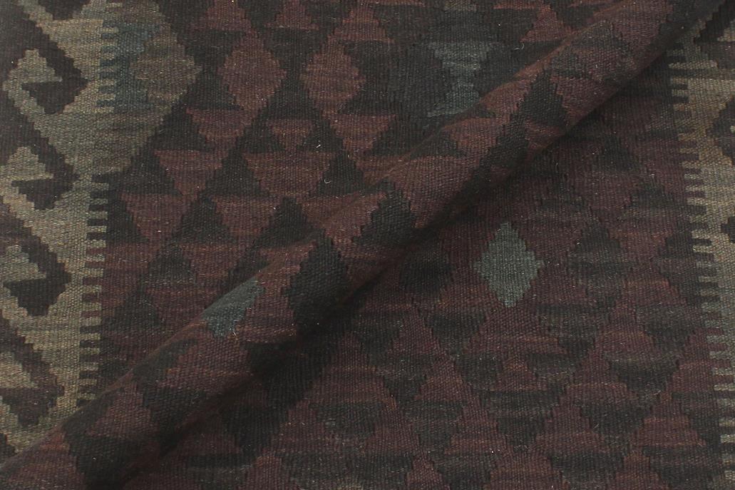 Flat Weave Kilim Antique Navaho Vintage handmade Geometric Kilim Brown Black Hand-Woven Runner 100% Wool Area Rug 3x8 