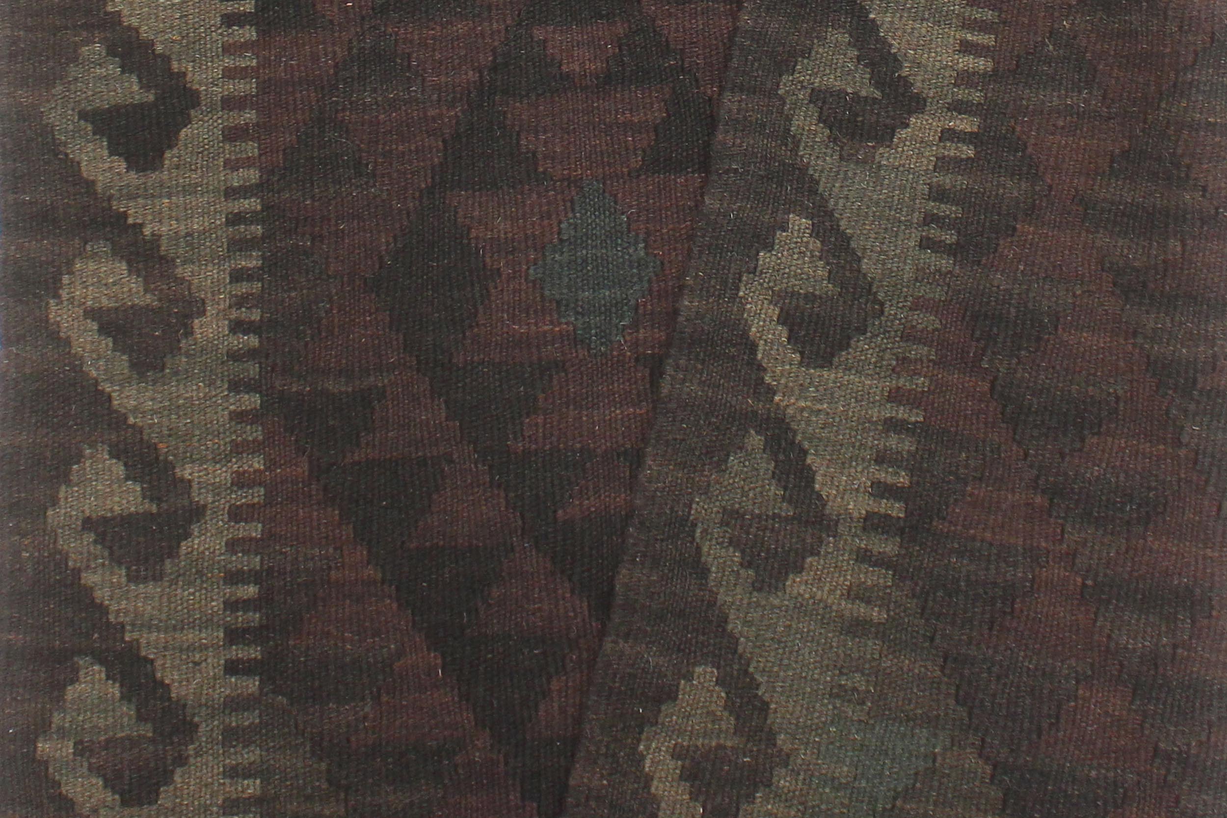 handmade Modern Kilim Brown Black Hand-Woven RUNNER 100% WOOL area rug 3' x 8'