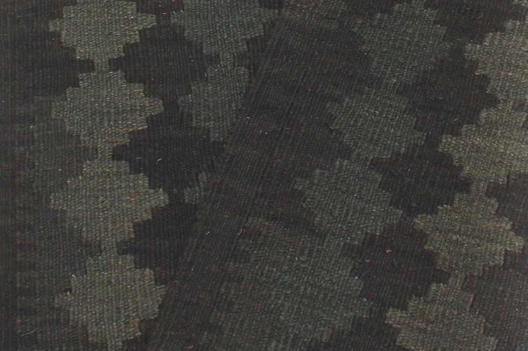 Flat Weave Kilim Antique Navaho Vintage handmade Modern Kilim Black Green Hand-Woven Runner 100% Wool Area Rug 3x8 