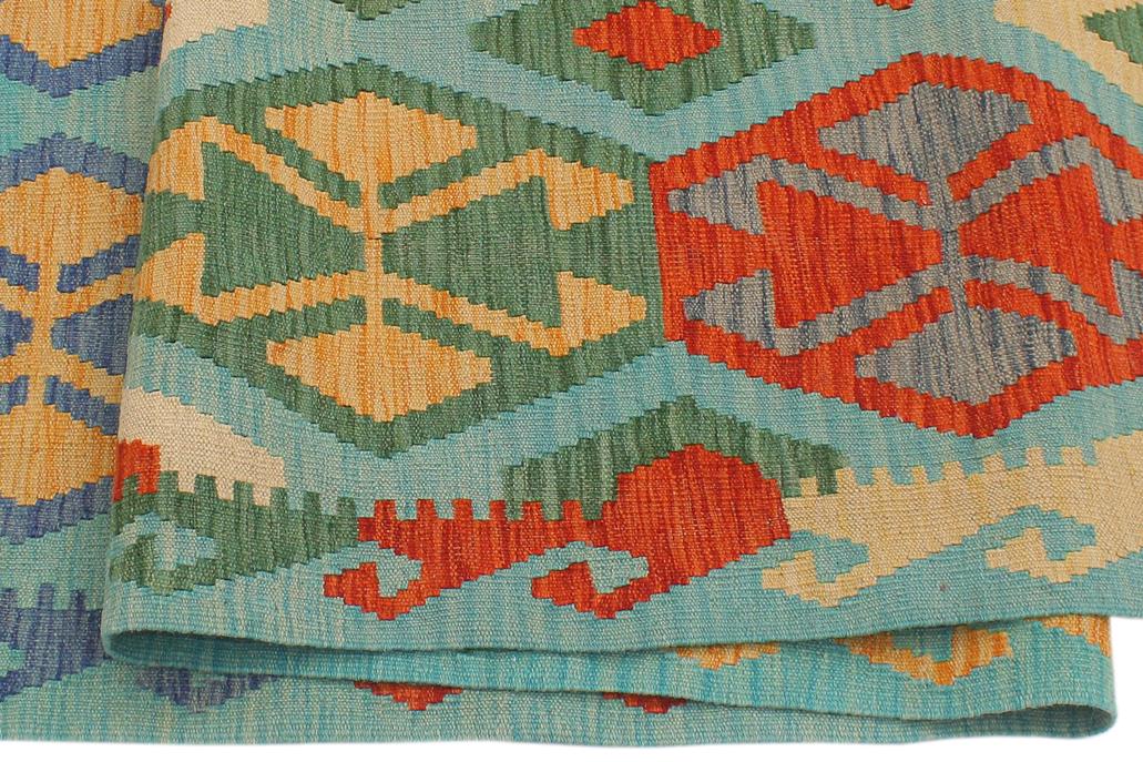 Flat Weave Kilim Antique Navaho Vintage handmade Geometric Kilim Blue Rust Hand-Woven Runner 100% Wool Area Rug 3x9 
