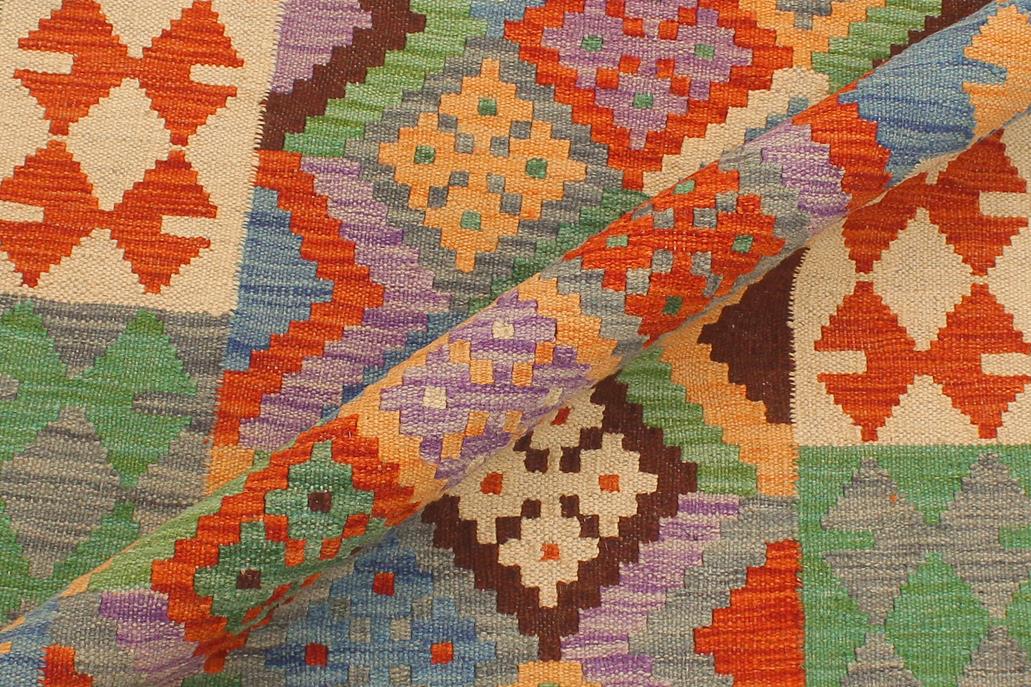 Flat Weave Kilim Antique Navaho Vintage handmade Geometric Kilim Gray Rust Hand-Woven Runner 100% Wool Area Rug 3x10 