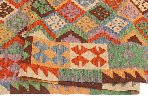 handmade Geometric Kilim Gray Rust Hand-Woven RUNNER 100% WOOL area rug 3 x 10