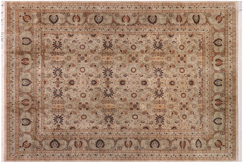 handmade Transitional New Asif Beige Gold Hand Knotted RECTANGLE 100% WOOL area rug 10x14
