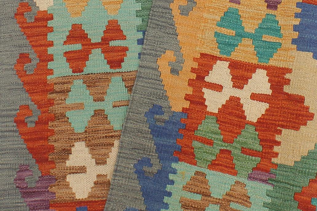 Flat Weave Kilim Antique Navaho Vintage handmade Geometric Kilim Rust Gray Hand-Woven Runner 100% Wool Area Rug 3x10 