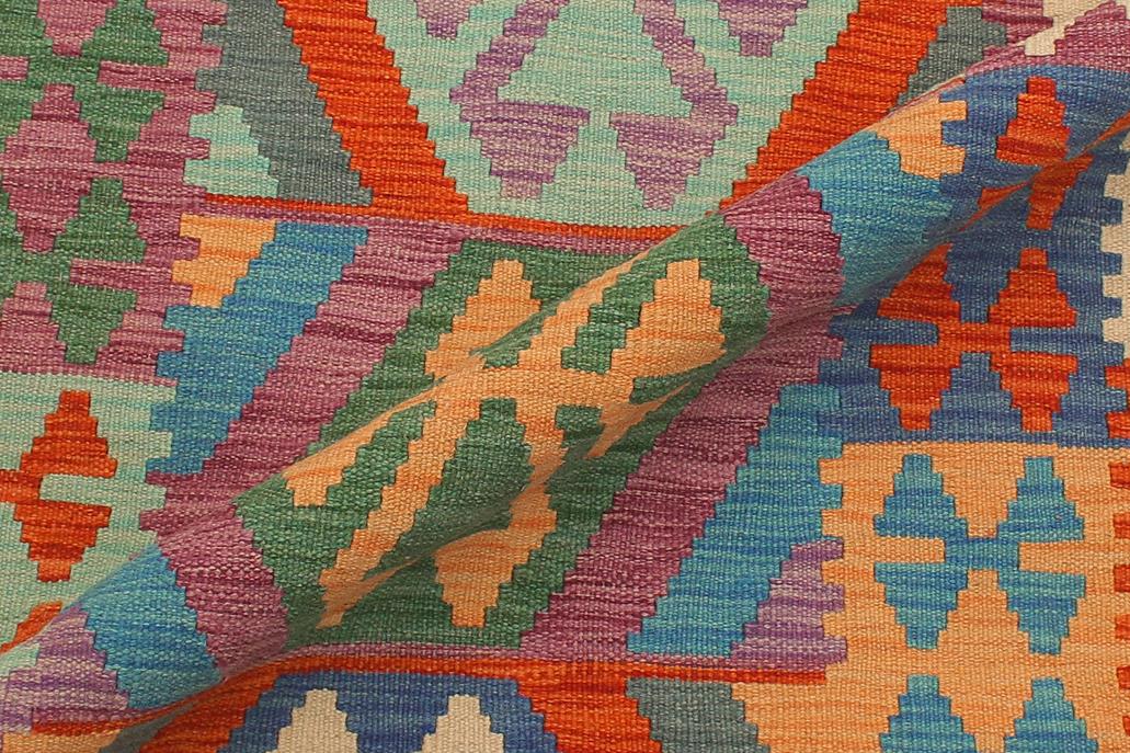 Flat Weave Kilim Antique Navaho Vintage handmade Geometric Kilim Blue Gray Hand-Woven Runner 100% Wool Area Rug 3x10 