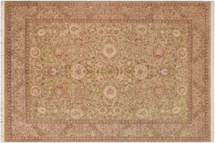 handmade Traditional Kashan Green Tan Hand Knotted RECTANGLE 100% WOOL area rug 10x14