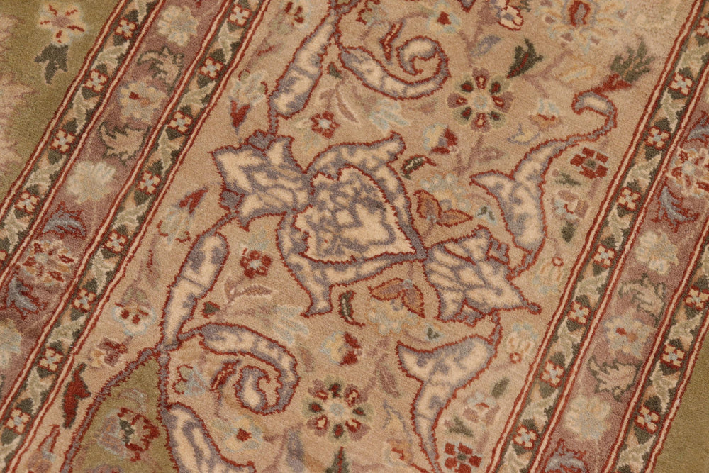handmade Traditional Kashan Green Tan Hand Knotted RECTANGLE 100% WOOL area rug 10x14