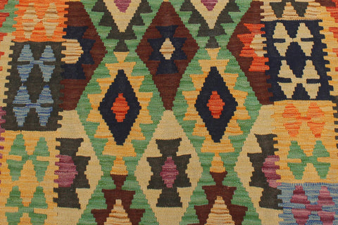 handmade Geometric Kilim Blue Rust Hand-Woven RUNNER 100% WOOL area rug 3 x 9
