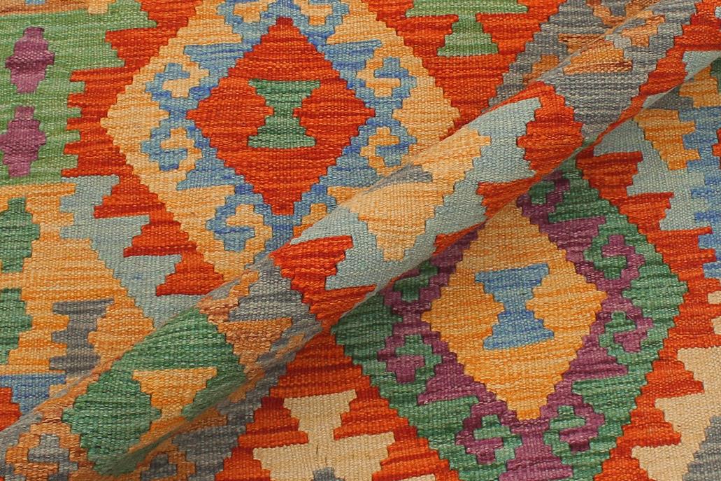 Flat Weave Kilim Antique Navaho Vintage handmade Geometric Kilim Rust Beige Hand-Woven Runner 100% Wool Area Rug 3x10 