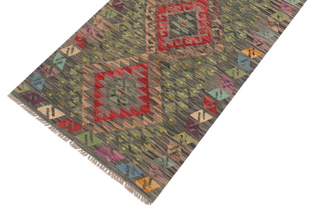 Flat Weave Kilim Antique Navaho Vintage handmade Geometric Kilim Red Charcoal Hand-Woven Runner 100% Wool Area Rug 3x10 