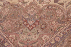 handmade Traditional Kashan Ivory Lt. Brown Hand Knotted RECTANGLE 100% WOOL area rug 10x14