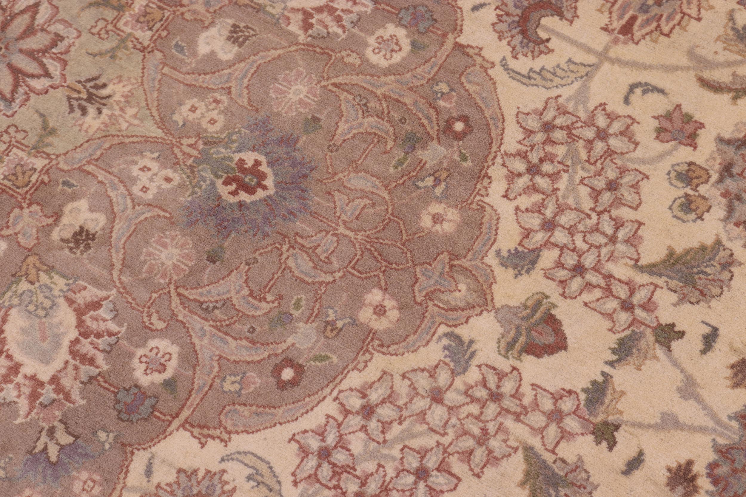 handmade Traditional Kashan Ivory Lt. Brown Hand Knotted RECTANGLE 100% WOOL area rug 10x14