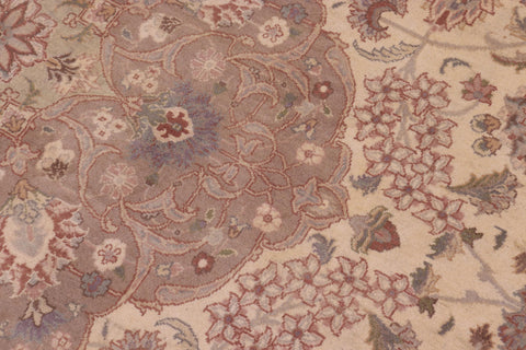 handmade Traditional Kashan Ivory Lt. Brown Hand Knotted RECTANGLE 100% WOOL area rug 10x14