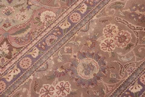 handmade Traditional Kashan Ivory Lt. Brown Hand Knotted RECTANGLE 100% WOOL area rug 10x14