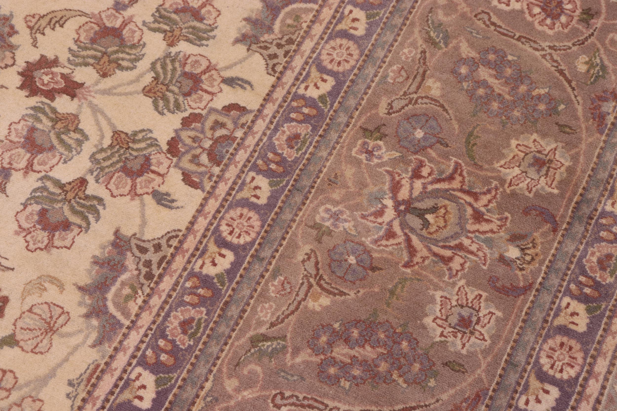 handmade Traditional Kashan Ivory Lt. Brown Hand Knotted RECTANGLE 100% WOOL area rug 10x14