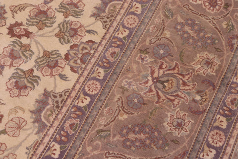 handmade Traditional Kashan Ivory Lt. Brown Hand Knotted RECTANGLE 100% WOOL area rug 10x14