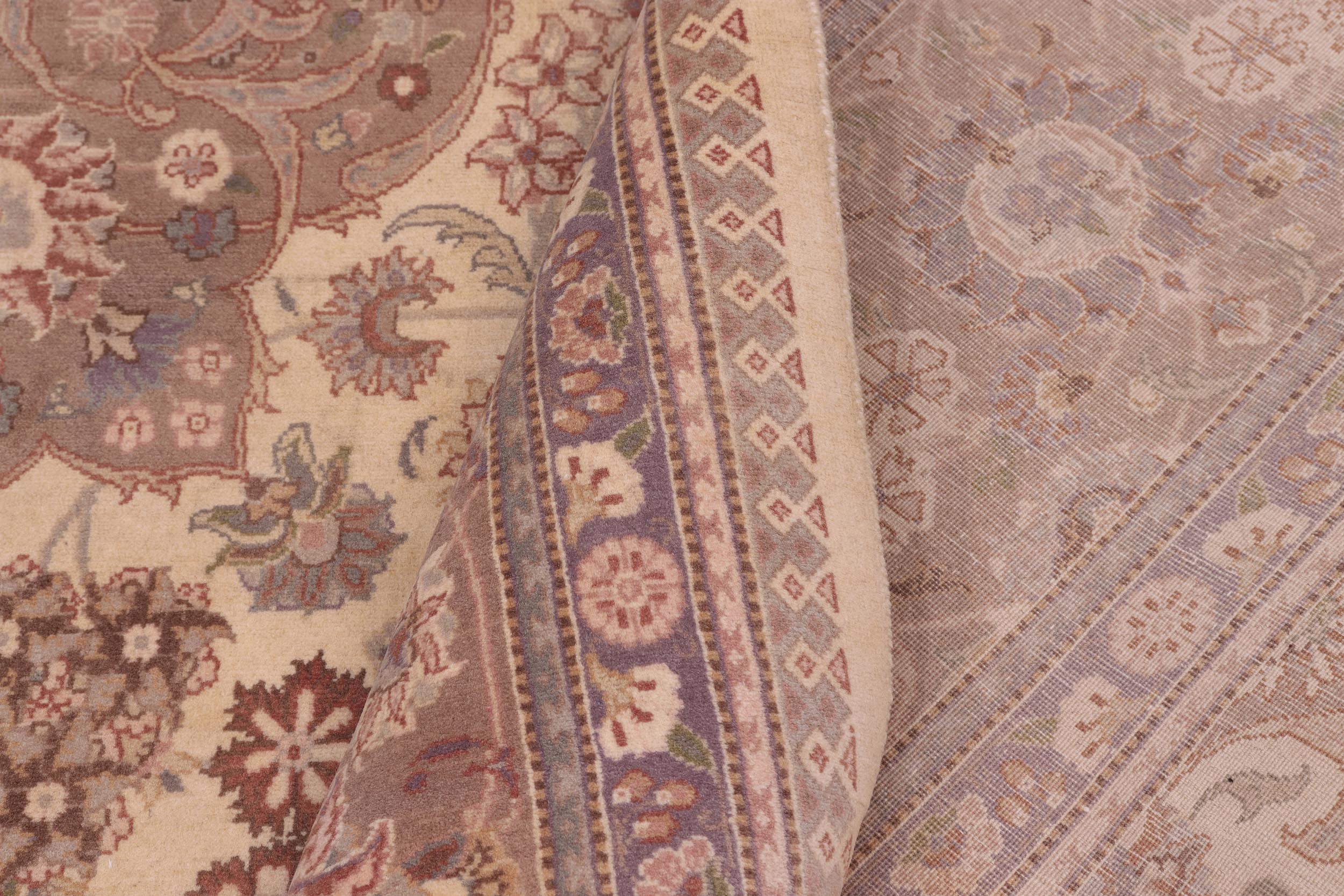 handmade Traditional Kashan Ivory Lt. Brown Hand Knotted RECTANGLE 100% WOOL area rug 10x14