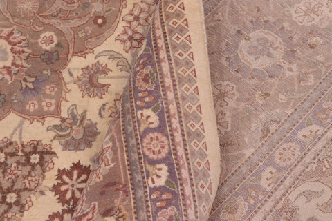 handmade Traditional Kashan Ivory Lt. Brown Hand Knotted RECTANGLE 100% WOOL area rug 10x14