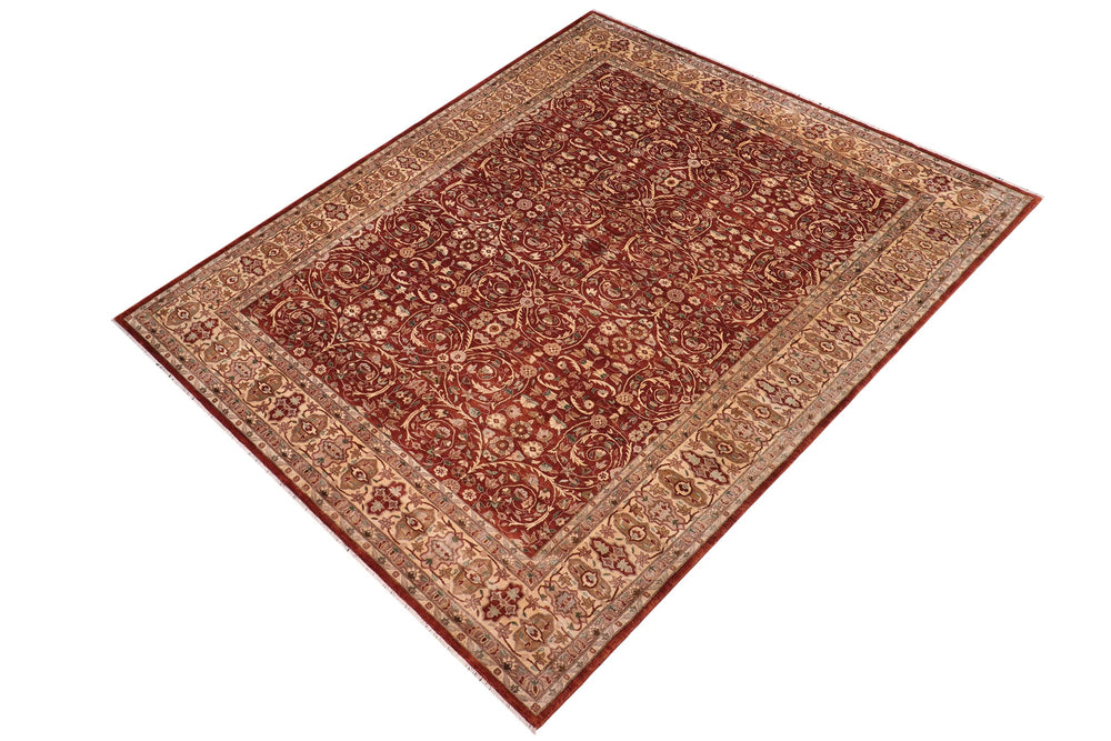 handmade Transitional Lahore Copper Tan Hand Knotted RECTANGLE 100% WOOL area rug 10' x 14'