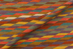 handmade Modern Kilim Rust Blue Hand-Woven RECTANGLE 100% WOOL area rug 6x8