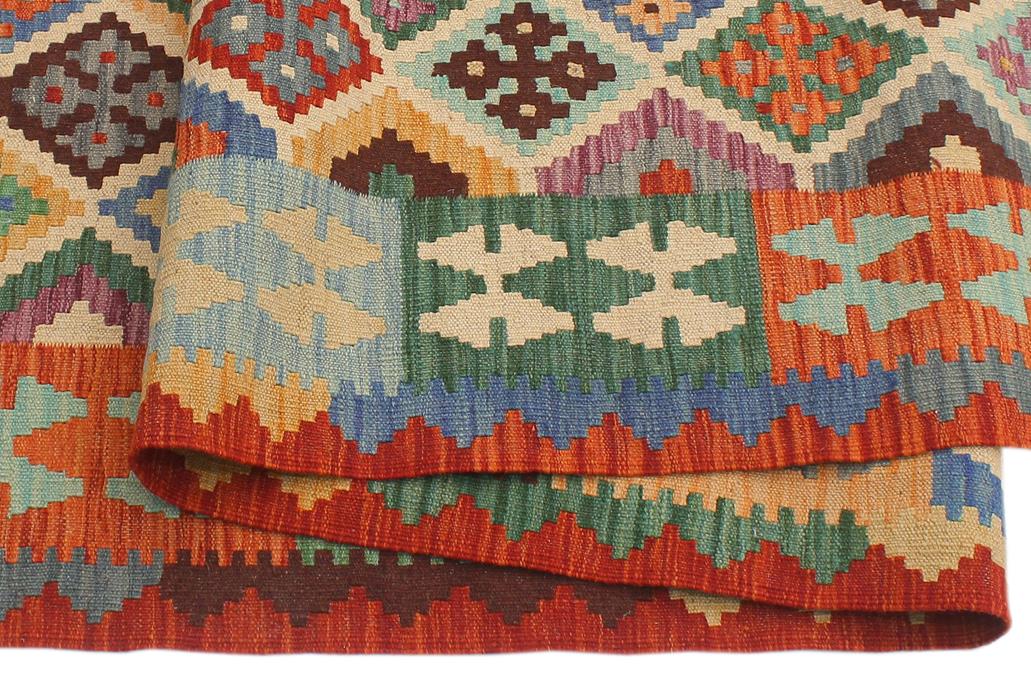 Flat Weave Kilim Antique Navaho Vintage handmade Geometric Kilim Beige Rust Hand-Woven Rectangle 100% Wool Area Rug 6x8 