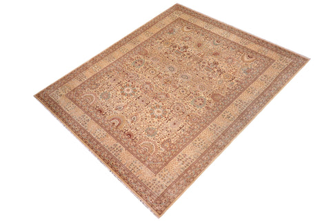 handmade Traditional Design Gold Lt. Gold Hand Knotted RECTANGLE 100% WOOL area rug 10' x 14'