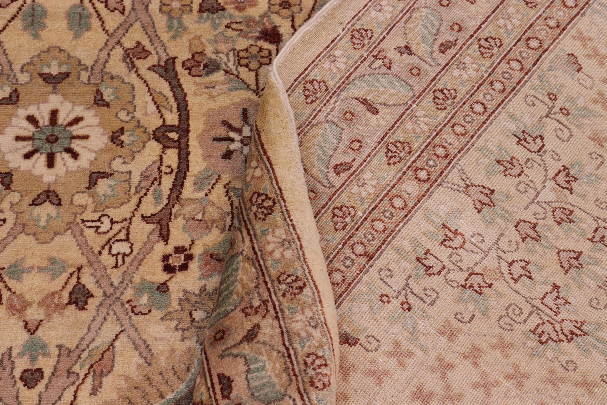 handmade Traditional Design Gold Lt. Gold Hand Knotted RECTANGLE 100% WOOL area rug 10' x 14'