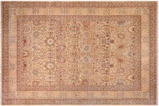 handmade Traditional Design Gold Lt. Gold Hand Knotted RECTANGLE 100% WOOL area rug 10' x 14'
