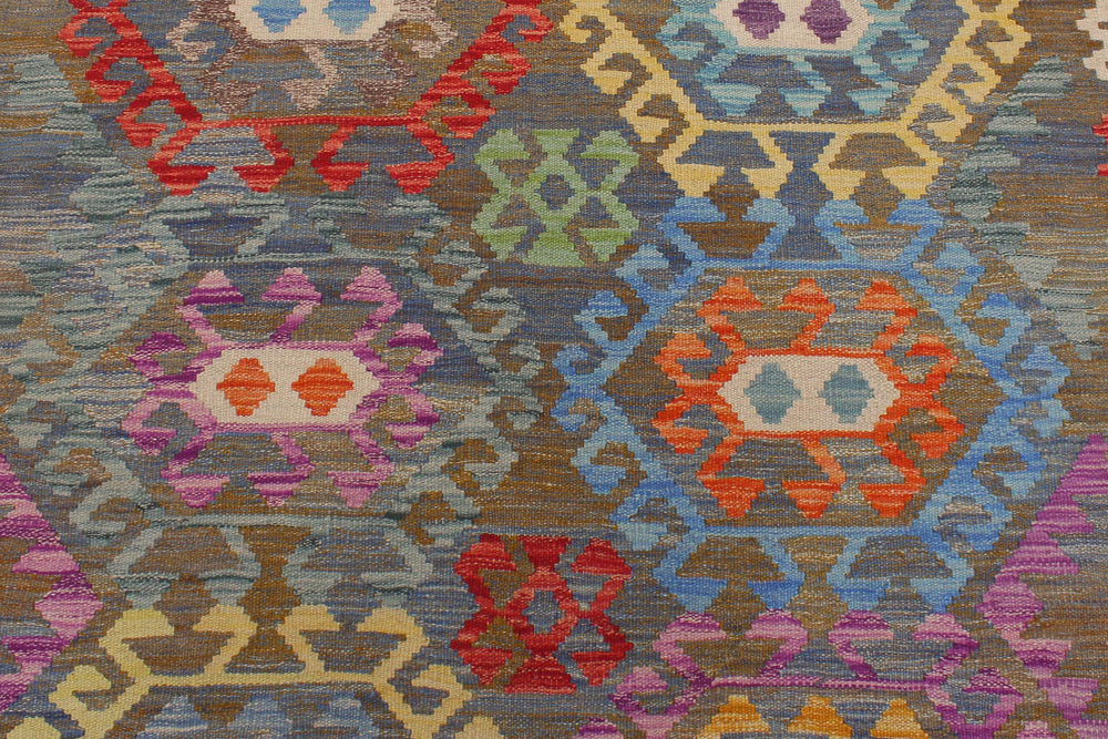 handmade Geometric Kilim Gray Blue Hand-Woven RECTANGLE 100% WOOL area rug 6 x 8