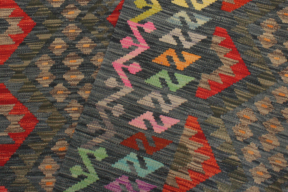 handmade Geometric Kilim Red Green Hand-Woven RECTANGLE 100% WOOL area rug 6 x 8