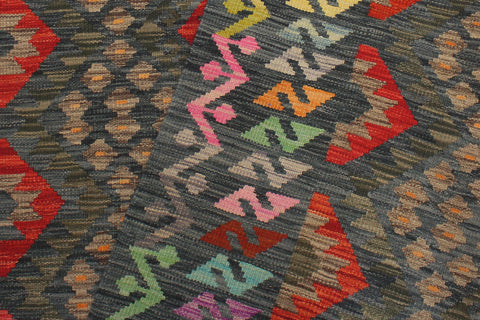 handmade Geometric Kilim Red Green Hand-Woven RECTANGLE 100% WOOL area rug 6 x 8