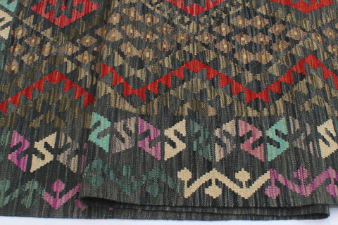 handmade Geometric Kilim Charcoal Rust Hand-Woven RECTANGLE 100% WOOL area rug 6 x 8