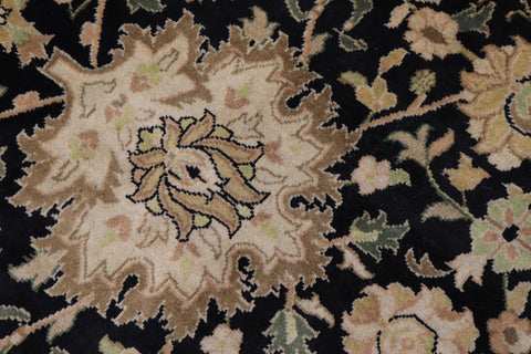 handmade Traditional Lahore Black Dark Gold Hand Knotted RECTANGLE 100% WOOL area rug 10x14