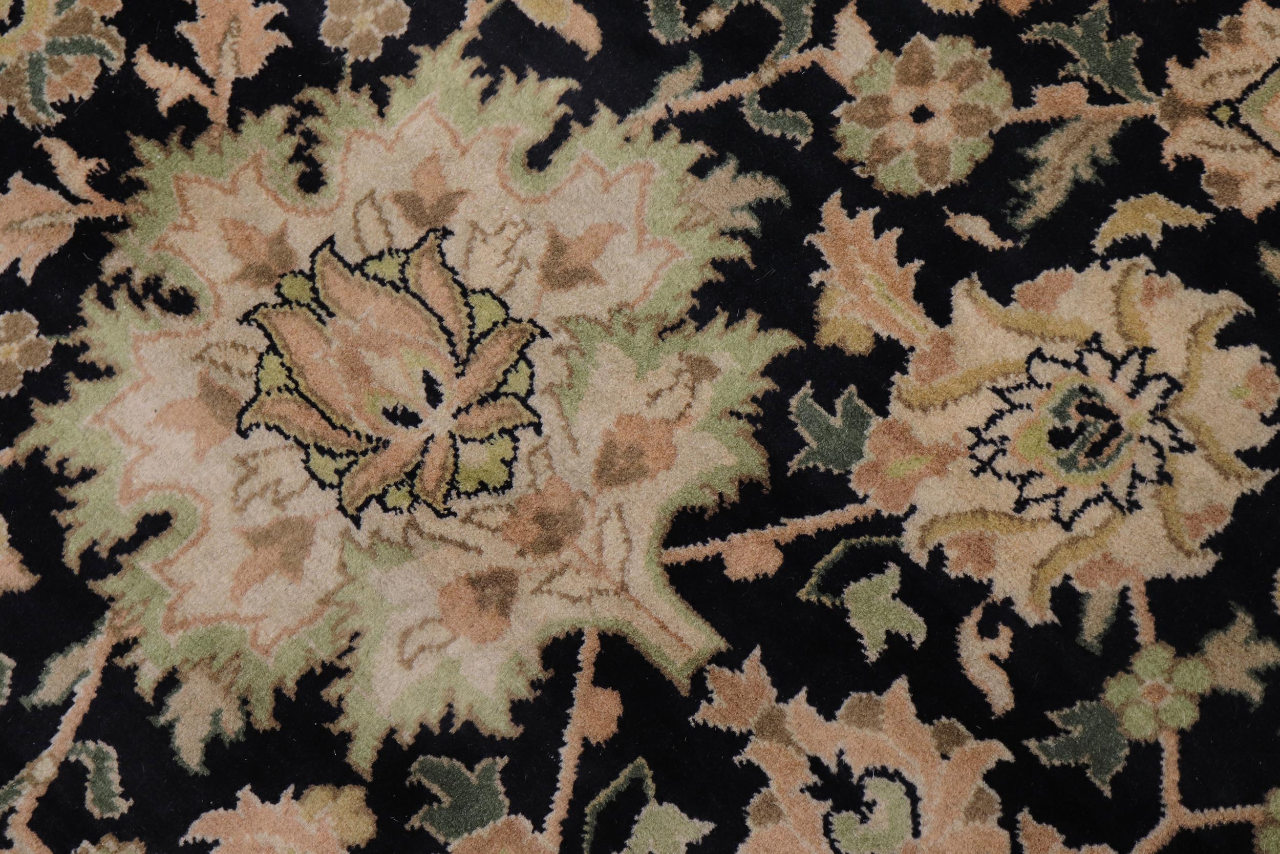 handmade Traditional Lahore Black Dark Gold Hand Knotted RECTANGLE 100% WOOL area rug 10x14