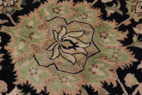handmade Traditional Lahore Black Dark Gold Hand Knotted RECTANGLE 100% WOOL area rug 10x14