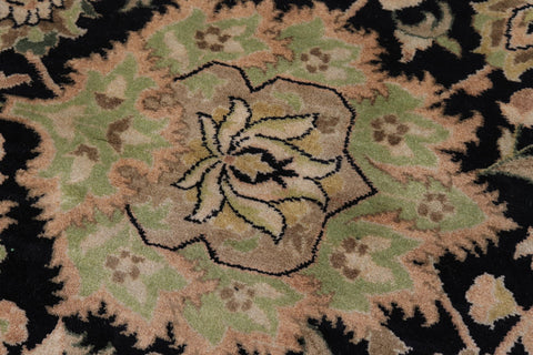 handmade Traditional Lahore Black Dark Gold Hand Knotted RECTANGLE 100% WOOL area rug 10x14