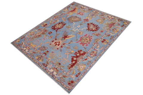 handmade Traditional Oushak Blue Rust Hand Knotted RECTANGLE 100% WOOL area rug 9' x 12'