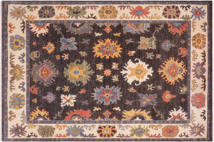 8x10 hand knotted Oushak wool rug in gray and beige - Boho Chic Oushak Drew