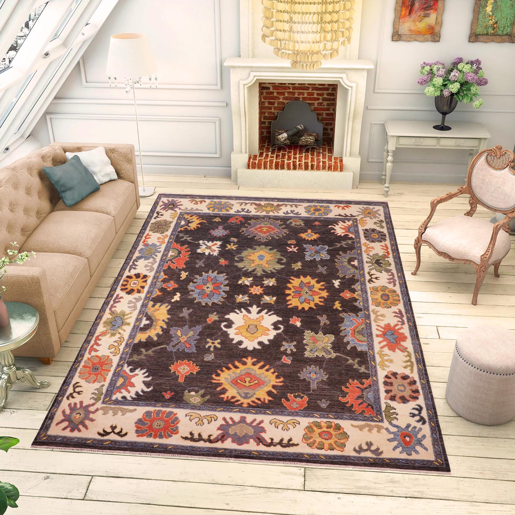 handmade Traditional Oushak Gray Beige Hand Knotted RECTANGLE 100% WOOL area rug 8' x 10'