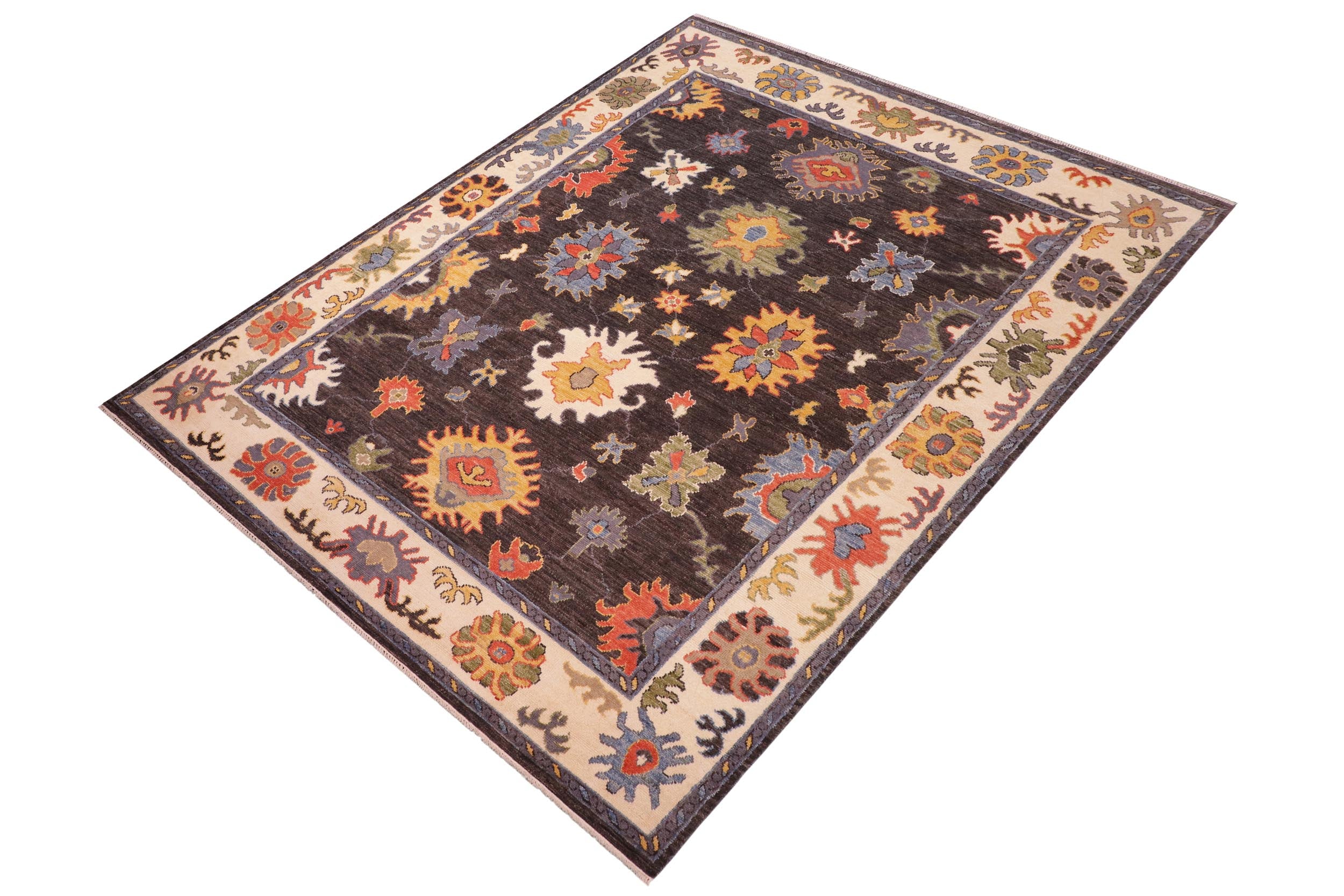 handmade Traditional Oushak Gray Beige Hand Knotted RECTANGLE 100% WOOL area rug 8' x 10'