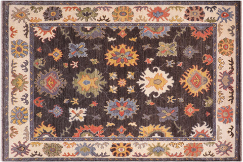 handmade Traditional Oushak Gray Beige Hand Knotted RECTANGLE 100% WOOL area rug 8' x 10'