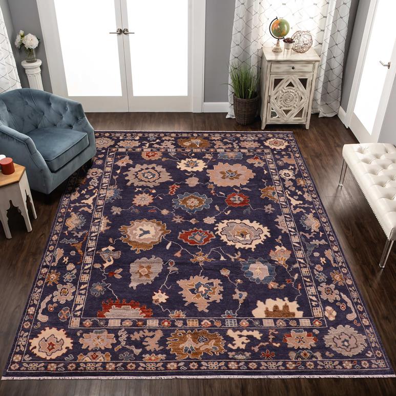 handmade Traditional Oushak Blue Beige Hand Knotted RECTANGLE 100% WOOL area rug 9 x 12