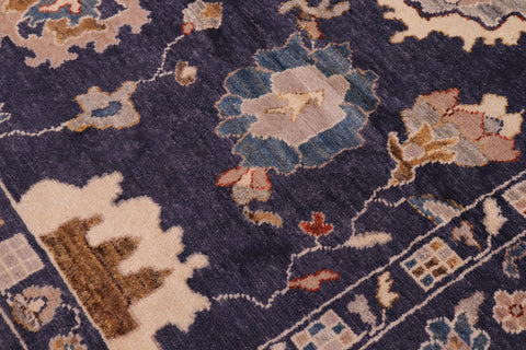 handmade Traditional Oushak Blue Beige Hand Knotted RECTANGLE 100% WOOL area rug 9' x 12'