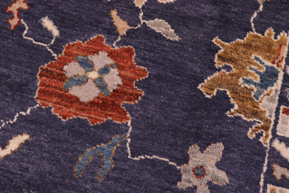 handmade Traditional Oushak Blue Beige Hand Knotted RECTANGLE 100% WOOL area rug 9' x 12'