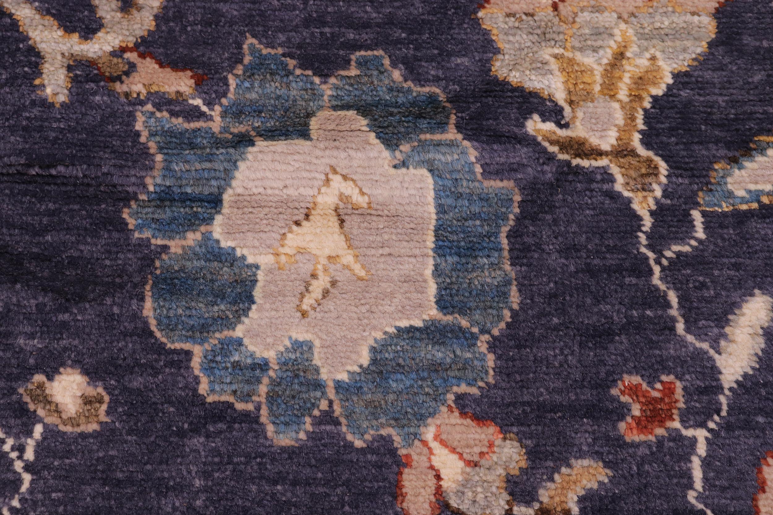 handmade Traditional Oushak Blue Beige Hand Knotted RECTANGLE 100% WOOL area rug 9' x 12'