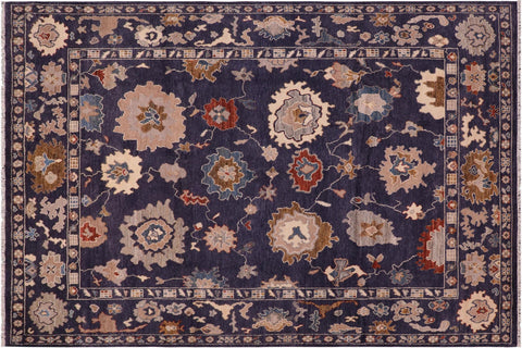 handmade Traditional Oushak Blue Beige Hand Knotted RECTANGLE 100% WOOL area rug 9' x 12'
