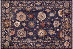 handmade Traditional Oushak Blue Beige Hand Knotted RECTANGLE 100% WOOL area rug 9' x 12'