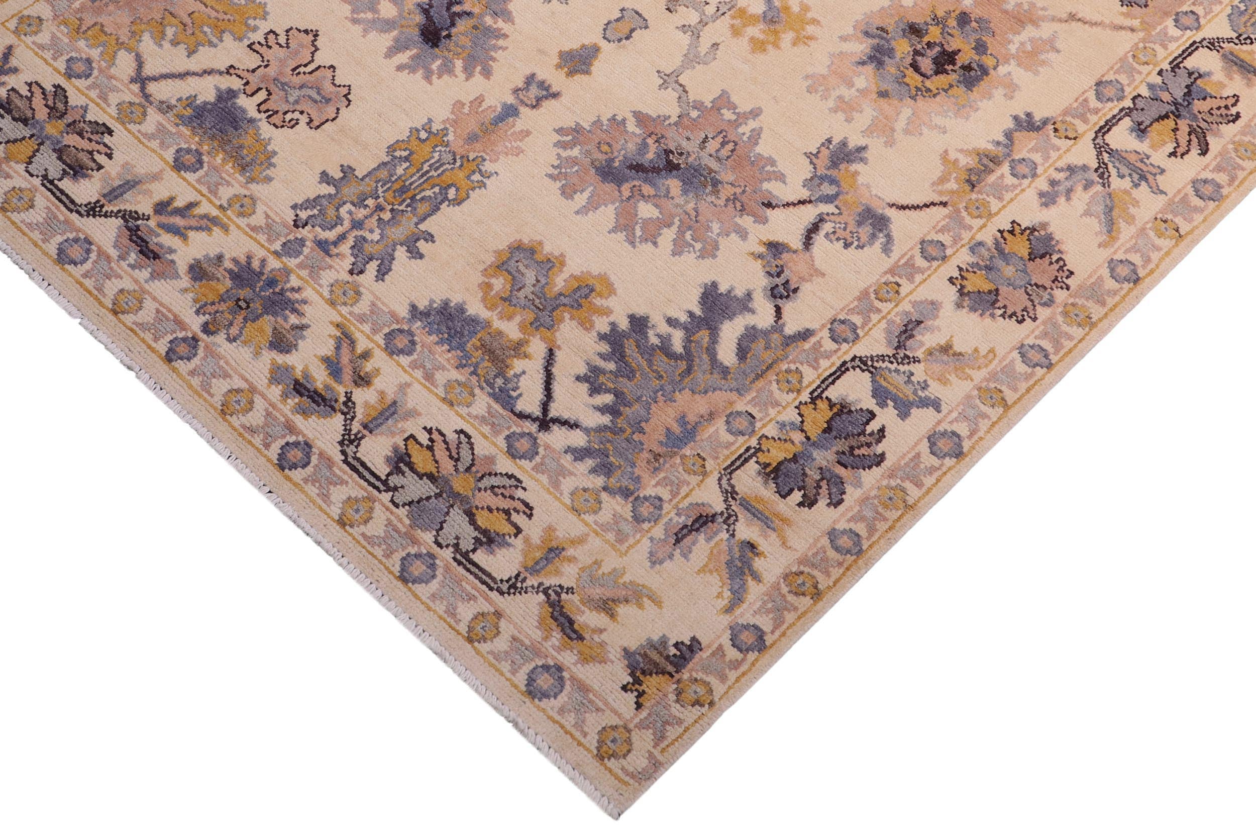 handmade Traditional Oushak Beige Blue Hand Knotted RECTANGLE 100% WOOL area rug 6' x 8'